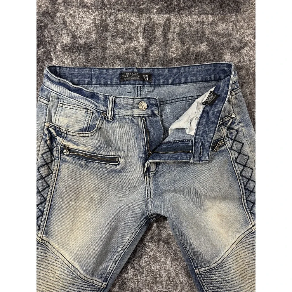 Trestles Supply Co. Zip Jeans Size 34 Blue Denim Acid Wash